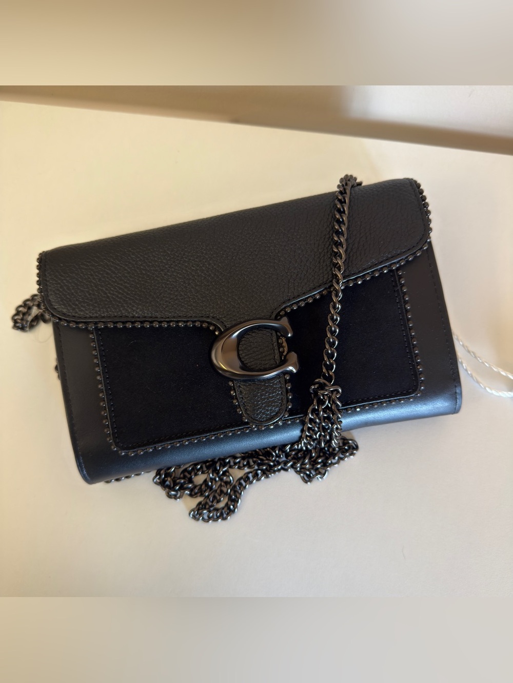Coach6908  Black Leather & Suede Chain Crossbody